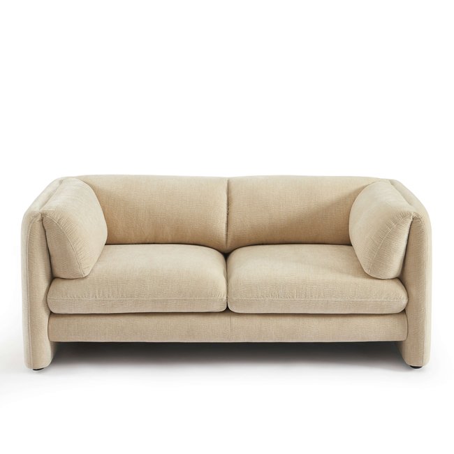 Canapé droit 2 places en velours NIKKI Couleur beige <span itemprop=