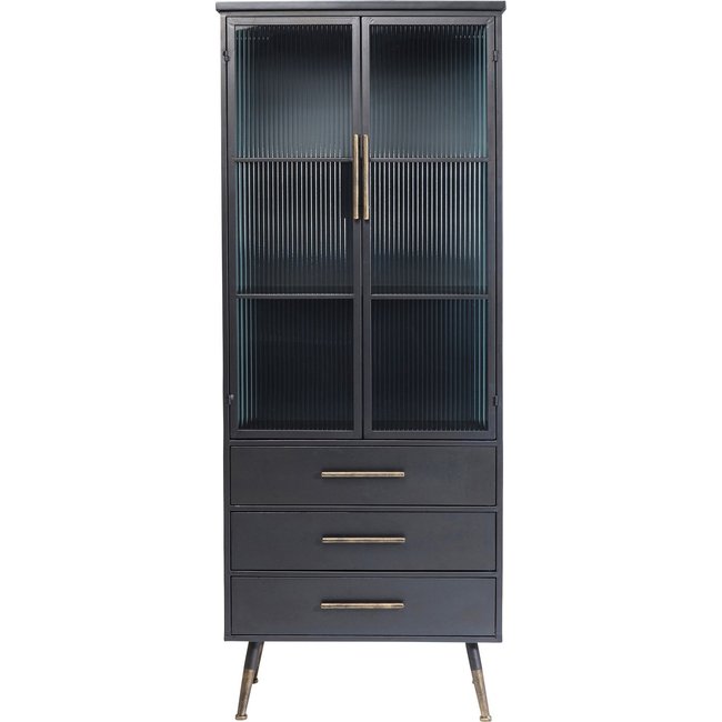 Vitrine 2 portes 3 tiroirs, LA GOMERA Couleur noir <span itemprop=