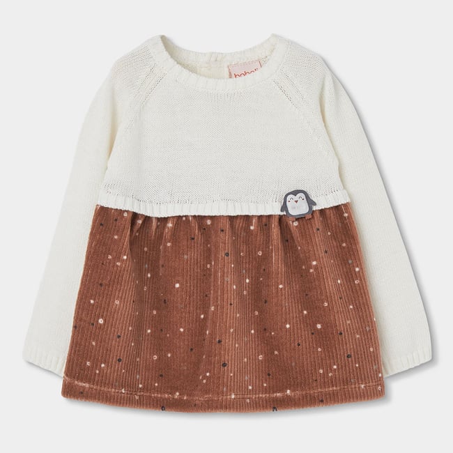 Robe en maille combinée avec pingouin blanc <span itemprop=
