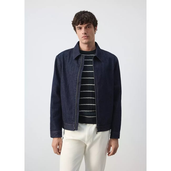 Veste en denim avec fermeture éclair bleu <span itemprop=