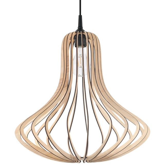 Suspension Bois Bois Naturel E27 1 Elza Couleur marron <span itemprop=