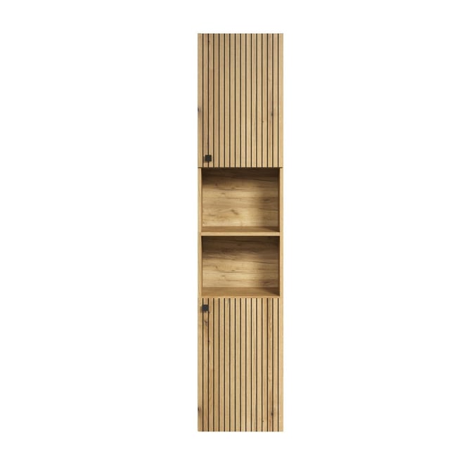 Colonne de salle de bain rainurée 2 portes, 2 niches H186 cm - PUREBLISS - CALICOSY