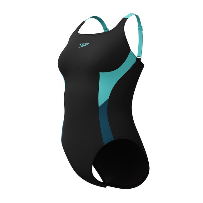 Fato de banho Splice Shaping preto/azul <span itemprop=