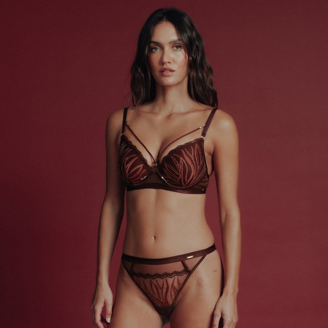 Soutien-gorge ampliforme plunge CIANE multico marron <span itemprop=