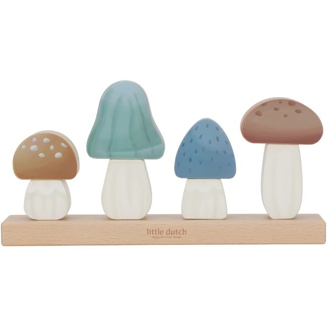 Puzzle champignons à empiler blanc, bleu, multicolore, marron <span itemprop=