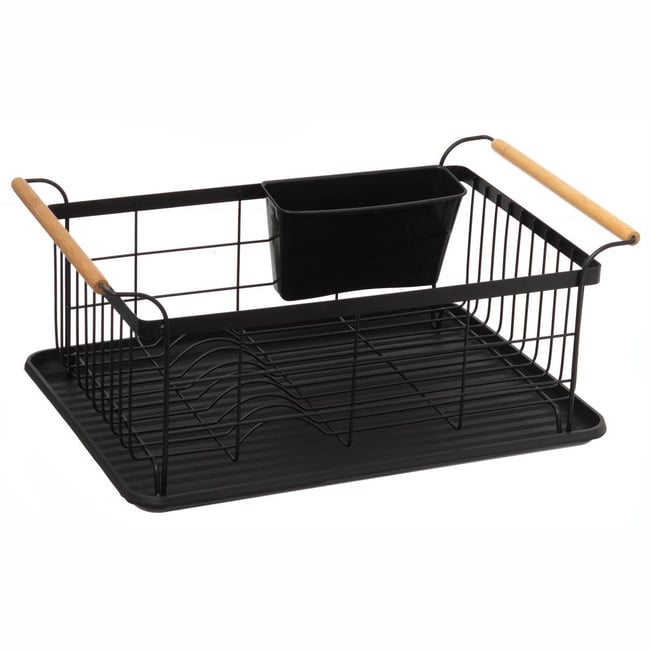 Égouttoir fer avec plateau BLACKWOOD Couleur noir <span itemprop=