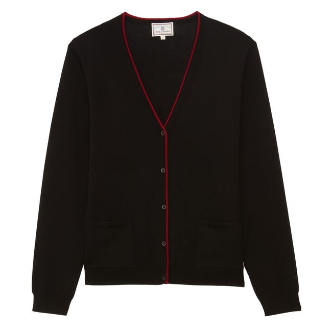 Cardigan Clotaire en laine mérinos noir <span itemprop=