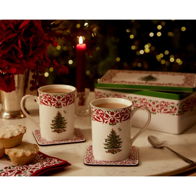 5-Piece Christmas Tree Mug & Tin Gift Set, multi-coloured, SPODE