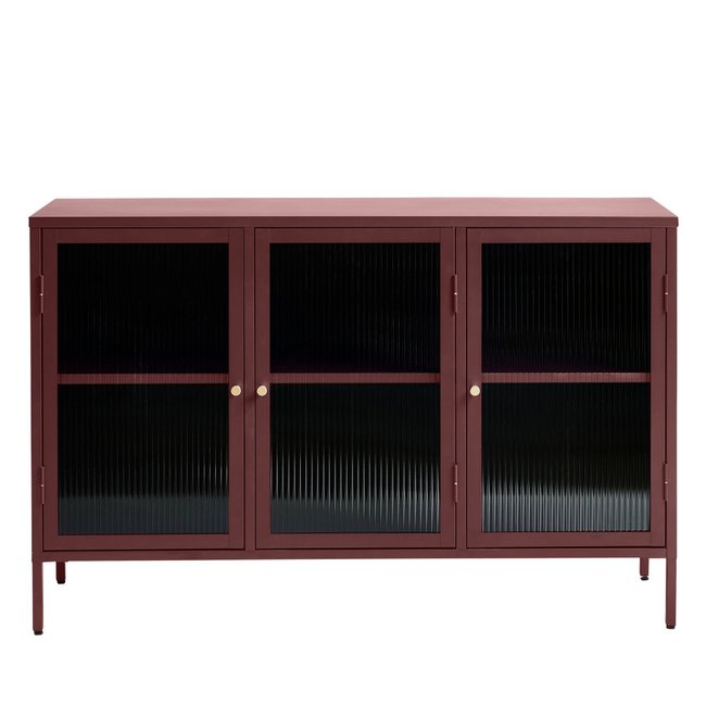 Buffet 3 portes en verre strié et métal L132cm - BJORN - DRAWER