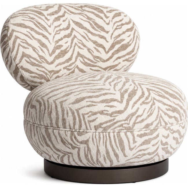 Fauteuil lounge pivotant motif tigre Couleur beige tigre <span itemprop=