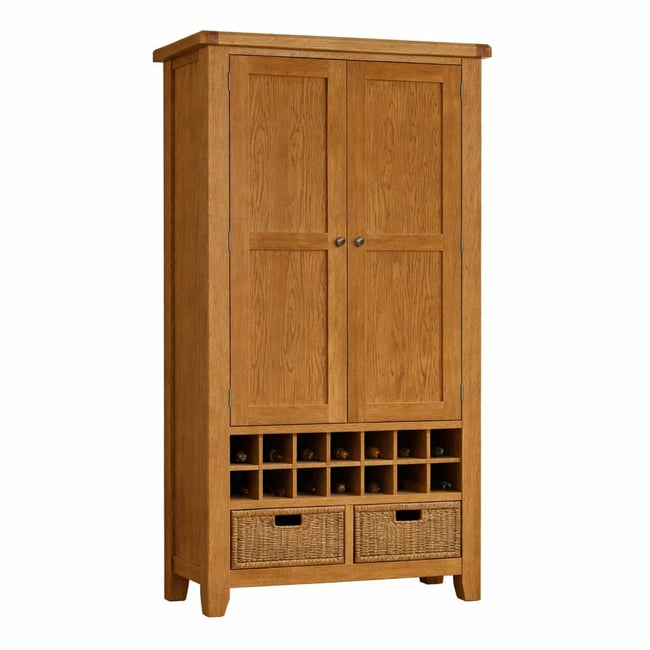 Buffet garde-manger en chêne style campagne chic VALMONT Couleur bois naturel <span itemprop=