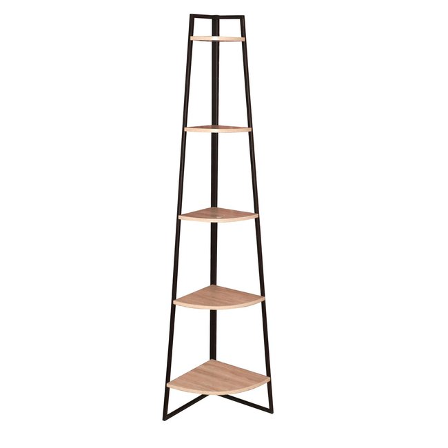 Etagère d'angle en métal et bois Colorado Couleur noir <span itemprop=