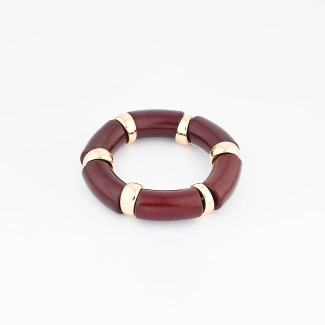 Bracelet tube bordeaux et doré bordeaux <span itemprop=