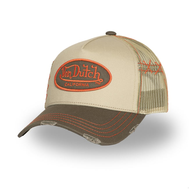 Casquette Trucker Used Usé beige/orange/kaki <span itemprop=