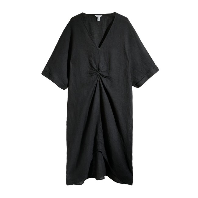 Robe torsadée lin n. premium noir <span itemprop=