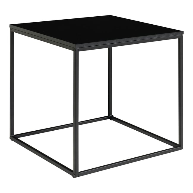 Bout de canapé carré bois / métal Couleur noir <span itemprop=