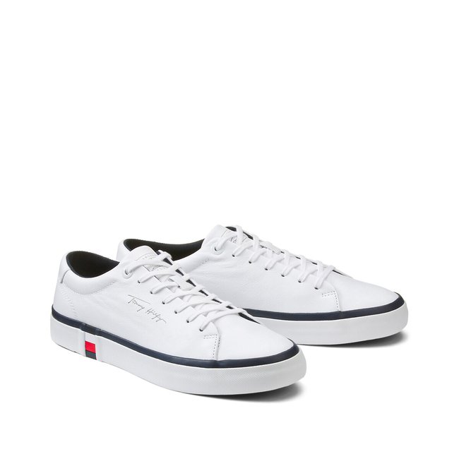 Baskets vulcanisées en cuir Corporate blanc <span itemprop=