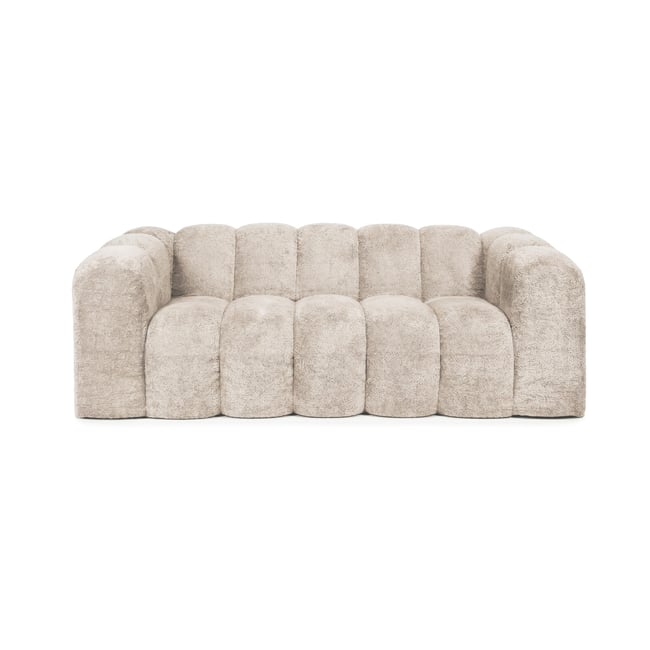 Canapé 3 places en tissu bouclé beige - EZRA Couleur beige <span itemprop=