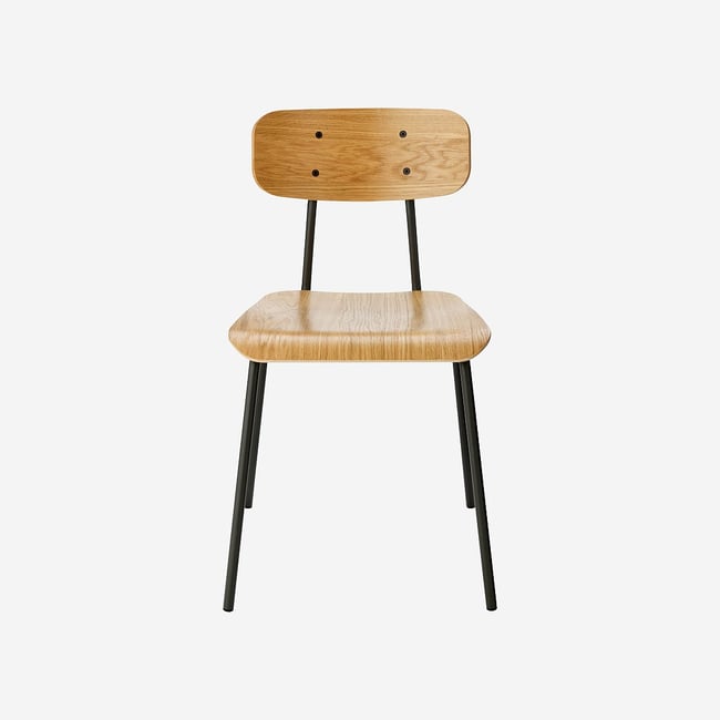 Chaise en chêne et pieds en acier laqué HESTER Couleur naturel clair <span itemprop=