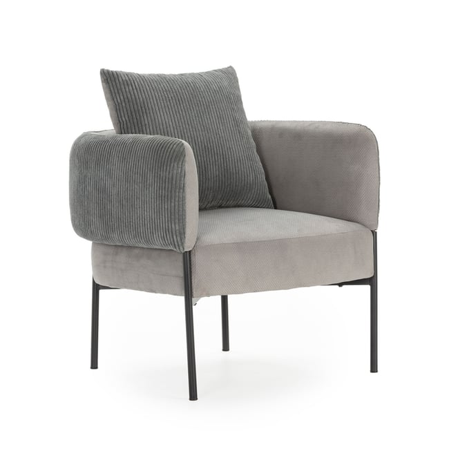 Fauteuil en tissu avec pieds en métal noir L73 cm - ARUNI Couleur gris clair <span itemprop=