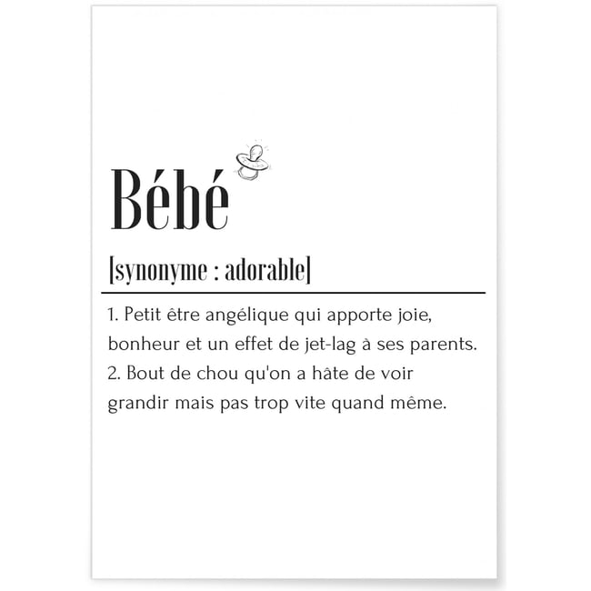 Affiche Définition Bébé 2 Couleur blanc <span itemprop=