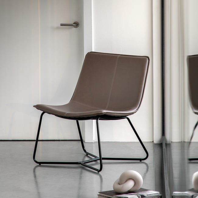 Hines Industrial Faux Leather Lounge Chair, spiced chocolate, ÉDITÉ