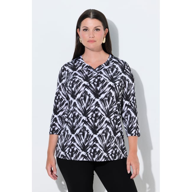 T-shirt au tombé fluide, imprimé graphique noir <span itemprop=