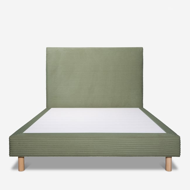 Sommier tapissier - Velours côtelé - RIMINI Couleur gris foncé <span itemprop=