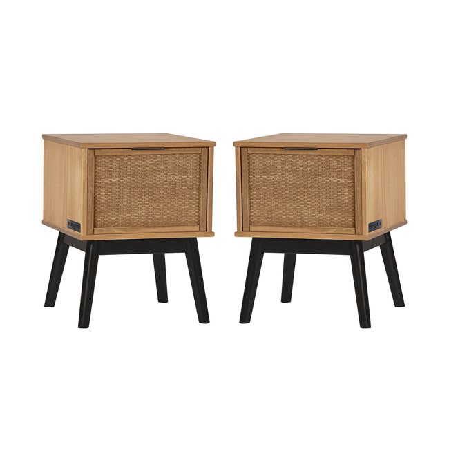 Lot de 2 tables de chevet Bois massif, ALBI Couleur bois <span itemprop=