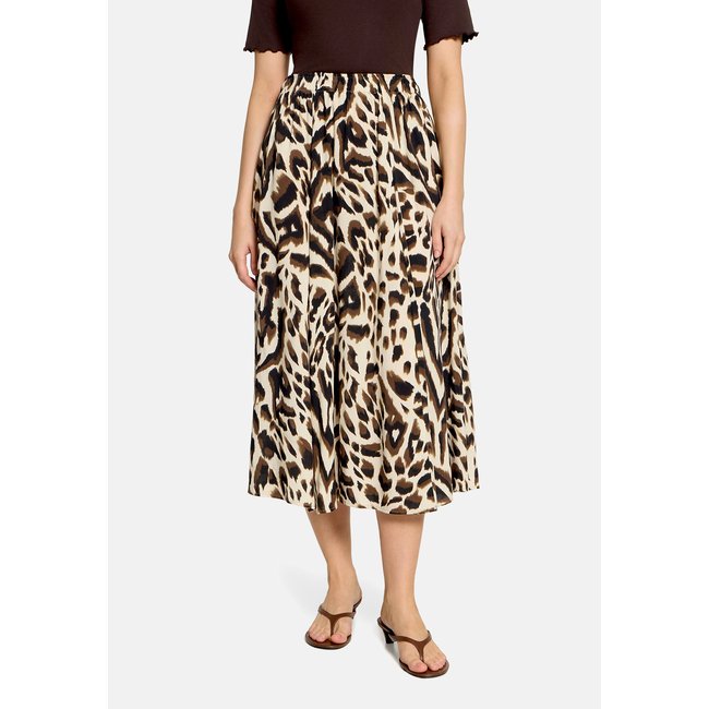 Jupe de coupe trapèze à élastique nature/khaki <span itemprop=