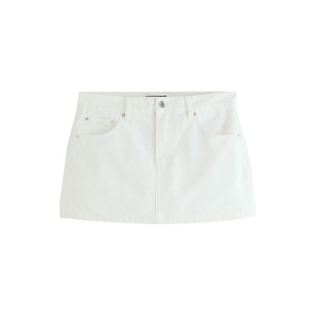 Mini jupe-short en jean blanc <span itemprop=