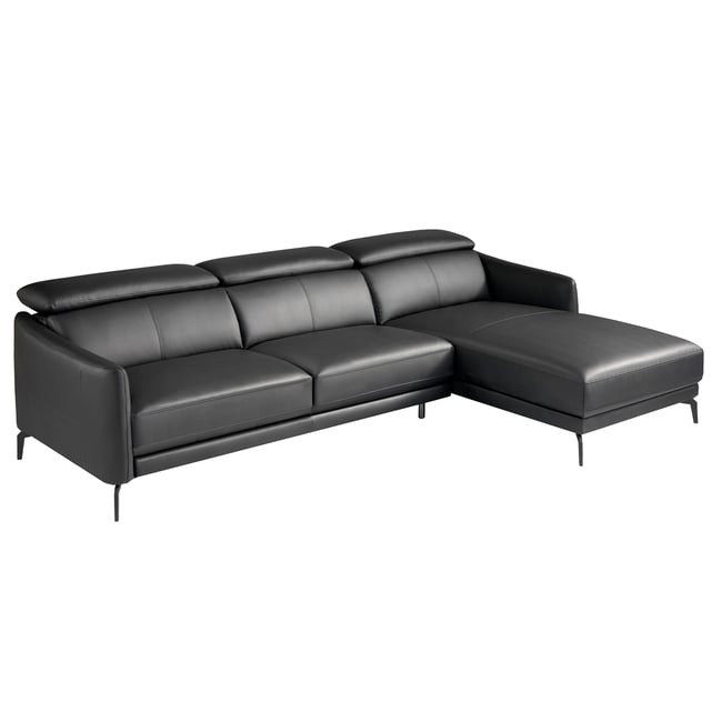 Canapé d'angle droite en cuir noir Couleur no <span itemprop=