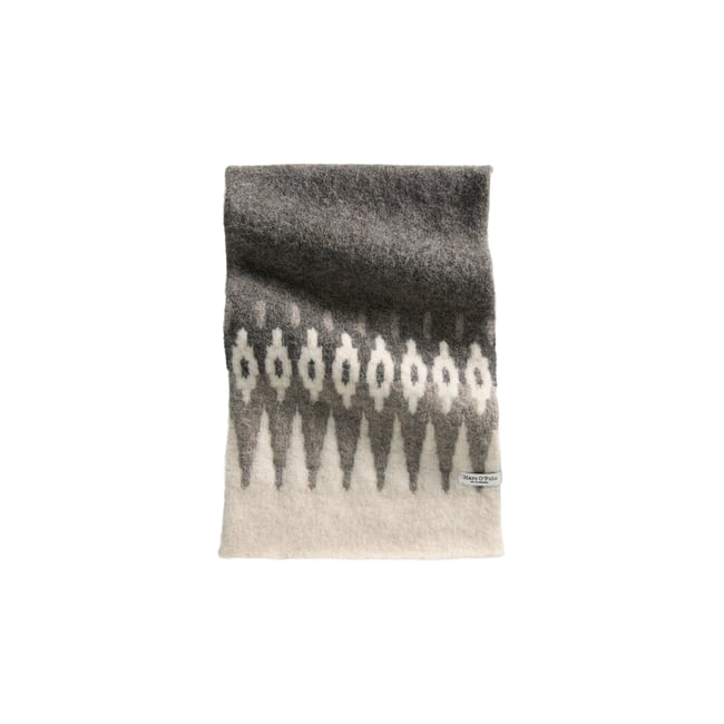 Écharpe jacquard en un mélange douillet de laine et de laine d'alpaga marron foncé <span itemprop=