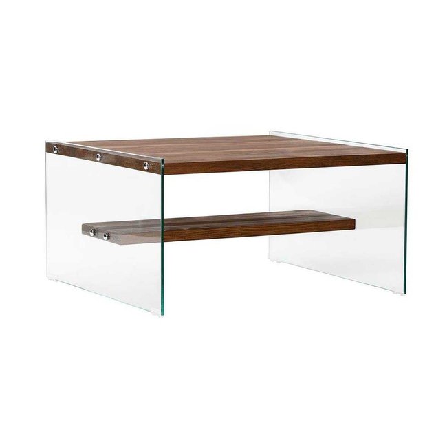 Table basse en verre et bois brut Aqua Couleur brown <span itemprop=