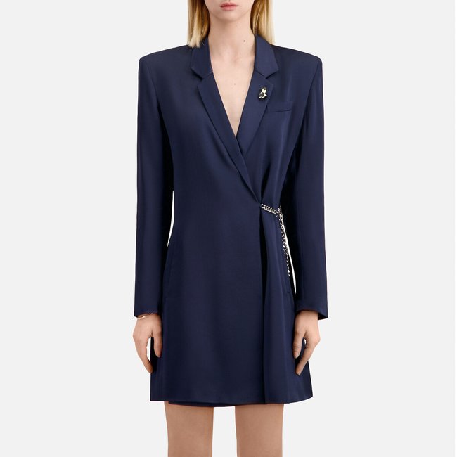 Robe courte effet costume marine <span itemprop=