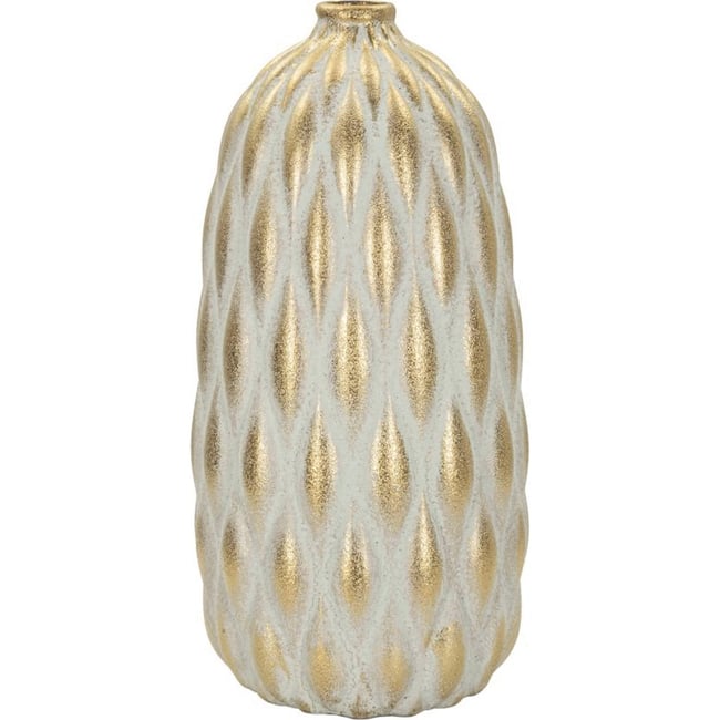 Vase en céramique à relief texturé MODERN Couleur gris et doré <span itemprop=