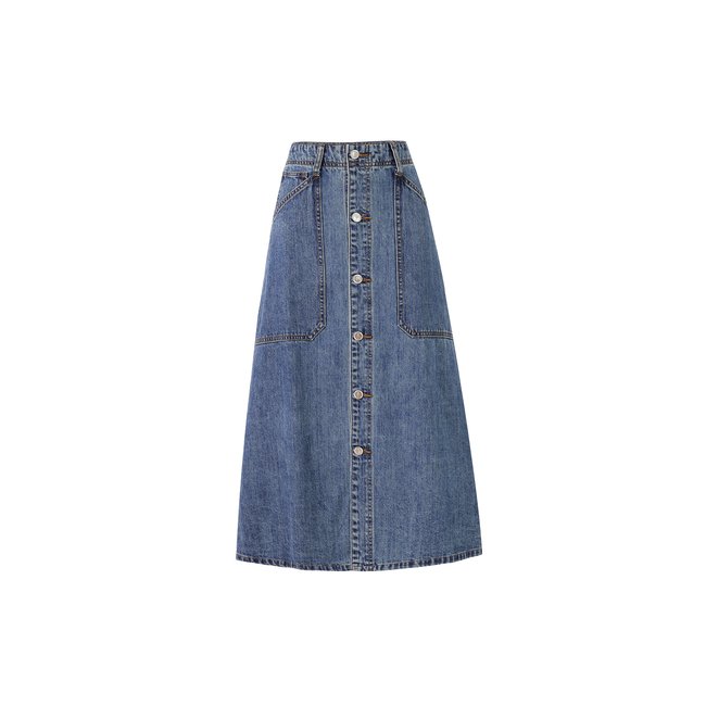 Jupe  en coton CATTY bleu jean <span itemprop=