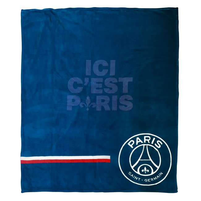 Plaid cuddle polaire imprimé 100% polyester, Paris-Saint-Germain PREMIUM bleu <span itemprop=