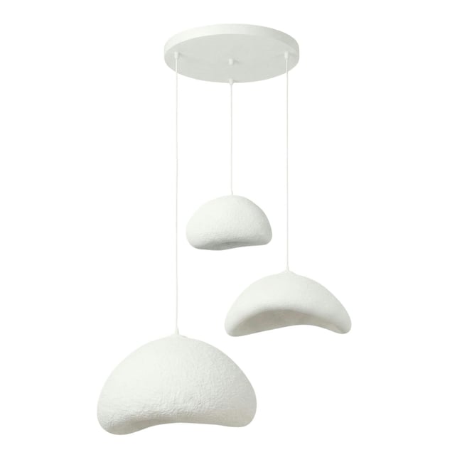 Suspension salle à manger blanche 3 lampes 82 cm NOXIS Couleur blanc <span itemprop=