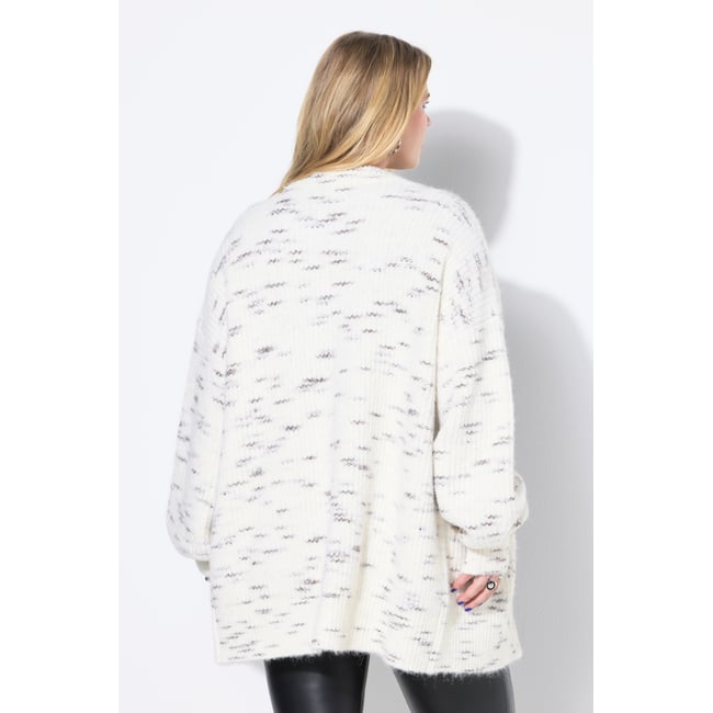 Cardigan oversize en maille à aspect chiné blanc cassé <span itemprop=