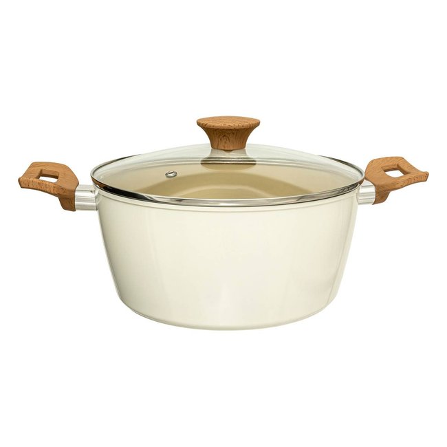 Faitout 24cm en aluminium forgé HARMONY beige <span itemprop=