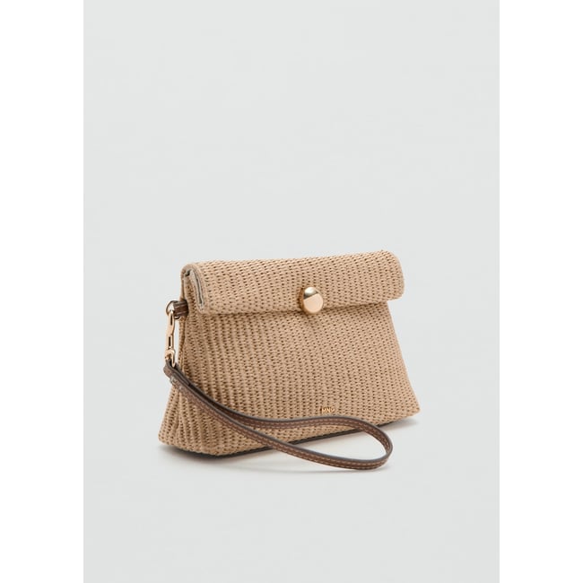 Porte-monnaie rabat bouton beige <span itemprop=