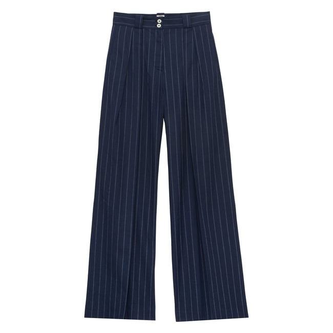 Pantalon Marlène mélangé marine blue navy <span itemprop=