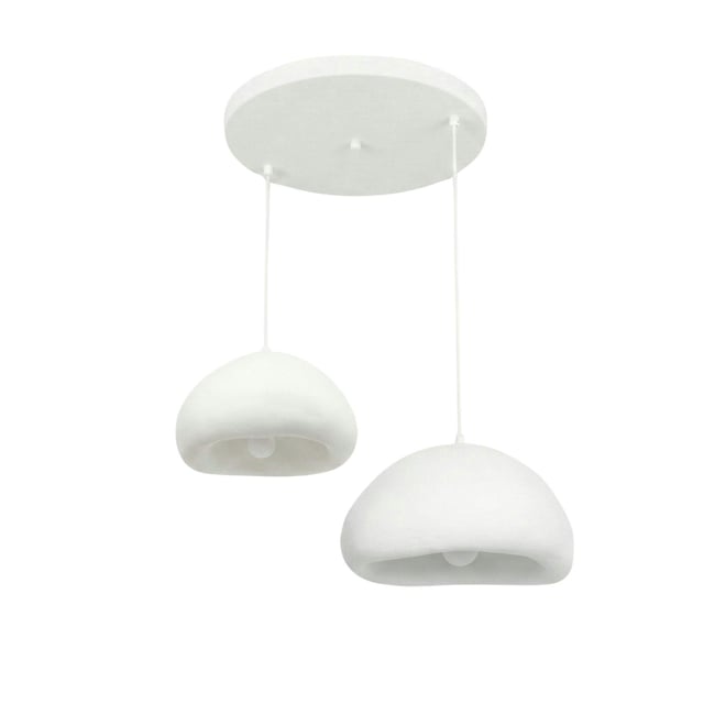 Suspension blanche design wabi-sabi 2 abat-jour NOXIS Couleur blanc <span itemprop=