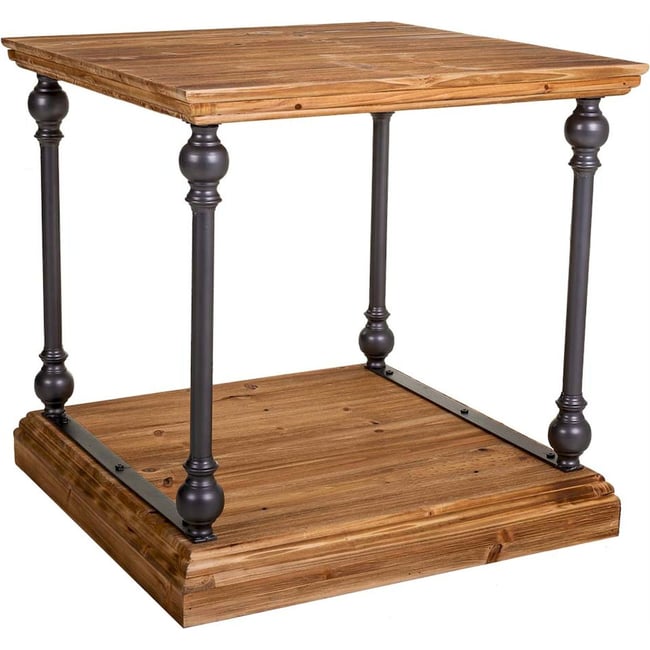 Table basse style industriel en bois et métal Couleur bois naturel et métal noir <span itemprop=
