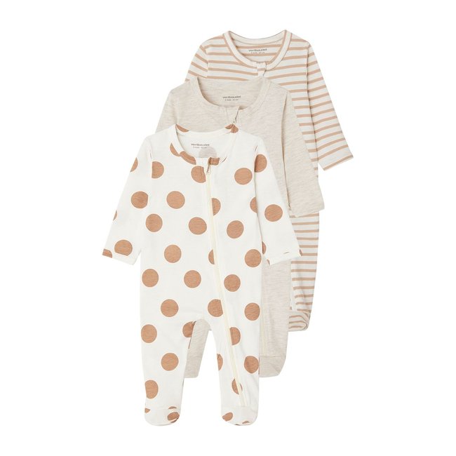 Lot de 3 pyjamas en jersey ouverture zippée BASICS - VERTBAUDET