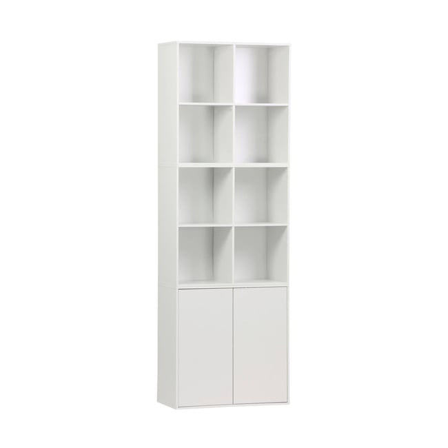 Etagère, bibliothèque modulable décor bois 3 éléments - 2 portes 8 niches KOMPO - SWEEEK