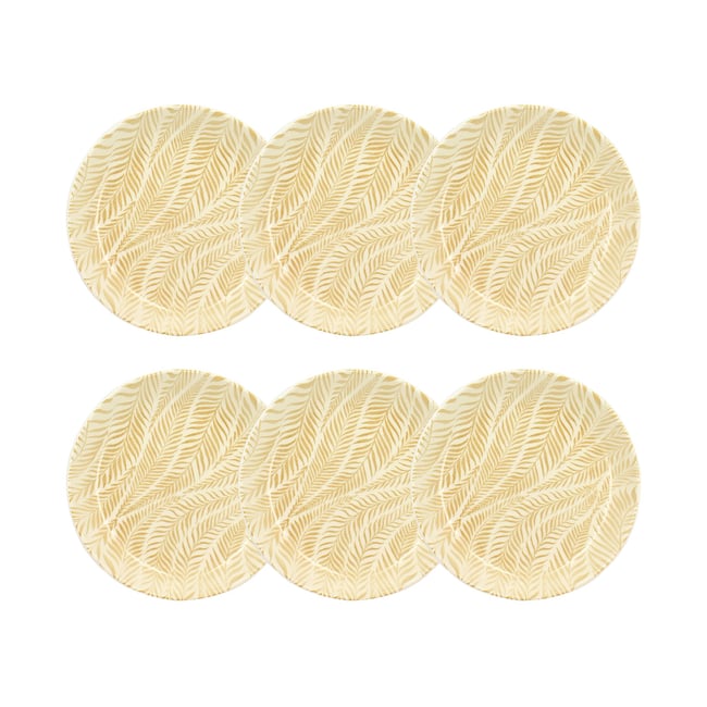 Lot de 6 assiettes creuses en grès, SAVANE Couleur beige <span itemprop=