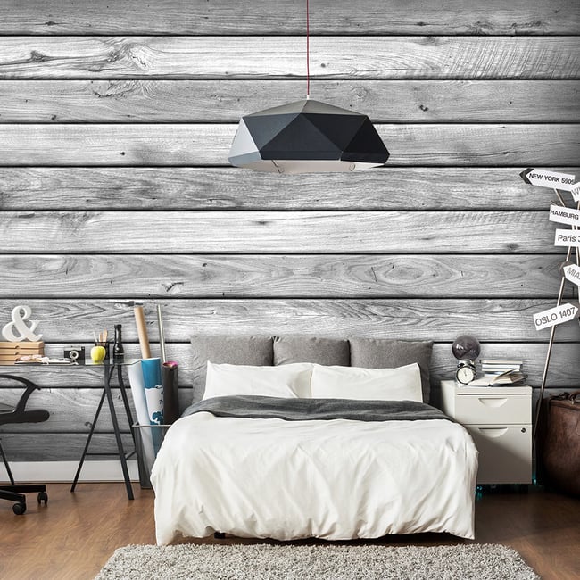 Papier peint intissé panoramique Leaden Dawn Couleur gris / argent <span itemprop=