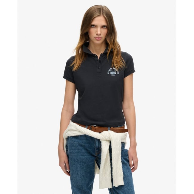 Polo ajusté Athletic Essentials 90s bleu marine éclipse <span itemprop=